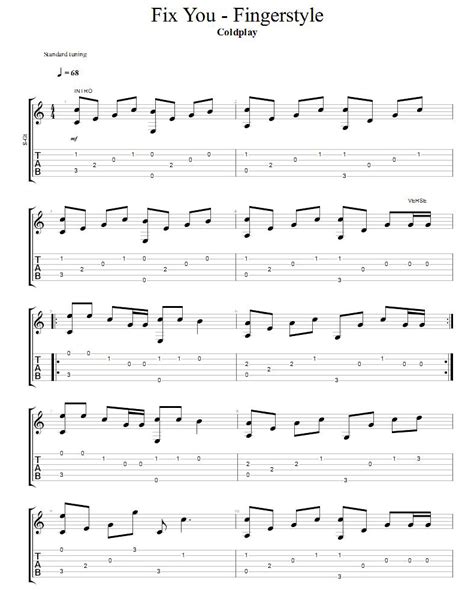 Chord Guitar Coldplay Fix You Sheet And Chords Collection