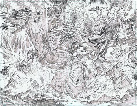 Justice League 3 Interior Splash Page Pencil Art By Jim Lee Dc
