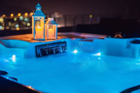 Hot Tub With Candles Ready To Take A Bath Valentines Day Concept Stock Image Image Of Party