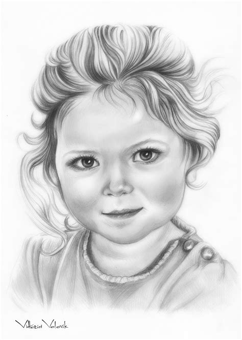 Baby Portrait Drawing Custom Pencil Portrait Child Portrait