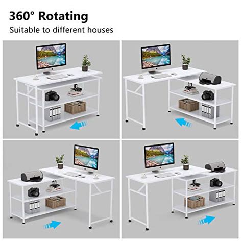 Tribesigns Modern L Shaped Desk With Storage Shelves 360°rotating Desk