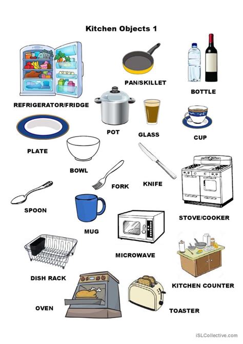 Kitchen Objects 1 Pictur English Esl Worksheets Pdf And Doc