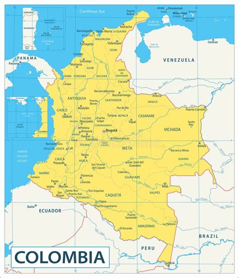 Colombia Map Highly Detailed Vector Illustration Stock Vector