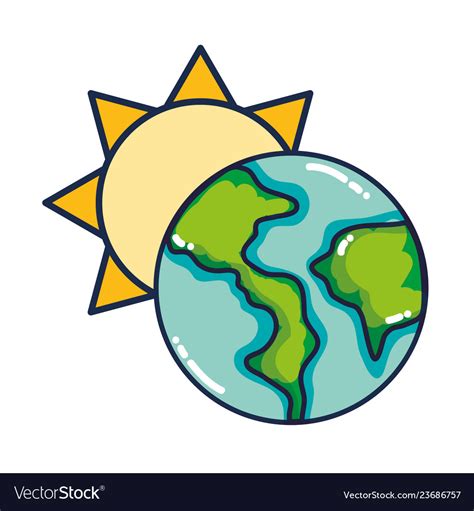 Sun And Earth Cartoon Royalty Free Vector Image