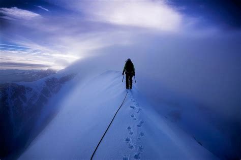 Download Footprint Fog Snow Mountain Winter Mountaineering Sports Hd