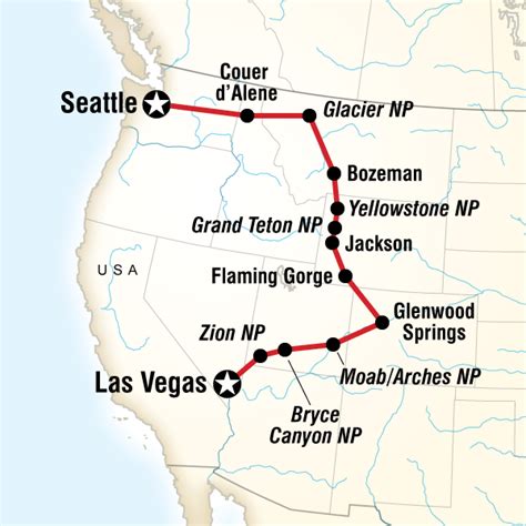 Map Of The Route For Northwest National Parks Road Trip Road Trip Map