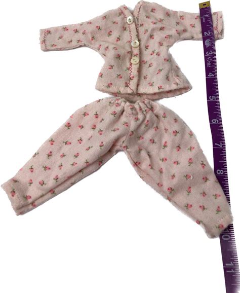 Barbie Or Play Doll Pajamas Pjs Outfit Light Pink With Pink Roses Hand Made Cute Ebay