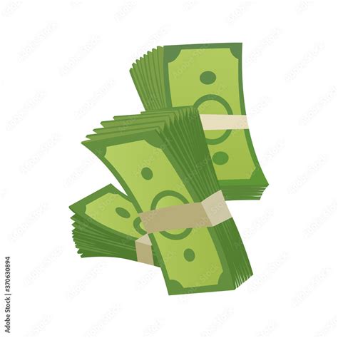 Cartoon Money Green Banknote Packing In Bundles Of Bank Notes Stock