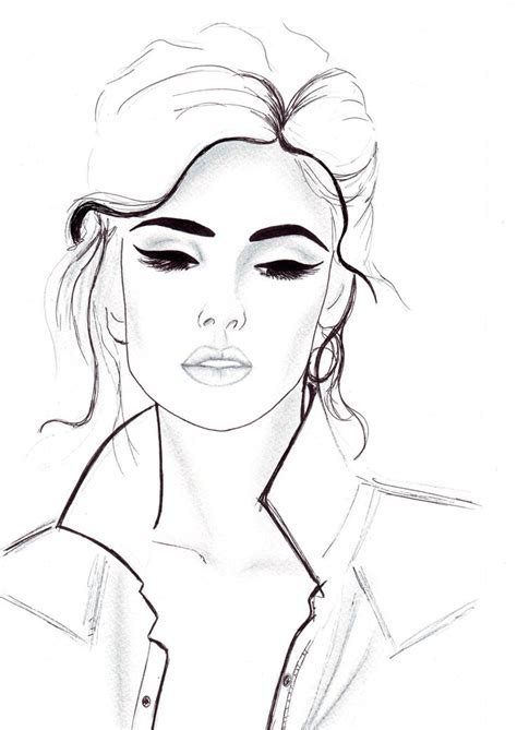 Find images of women face. Digital Download - Pen and Pencil fashion illustration ...