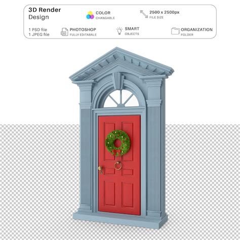Premium Psd Christmas Door 3d Modeling Psd File