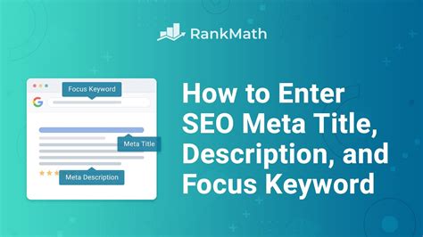 How To Enter Seo Meta Title Description And Focus Keyword Rank Math