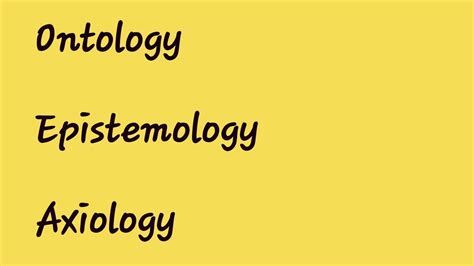 Ontology Epistemology Axiology Youtube