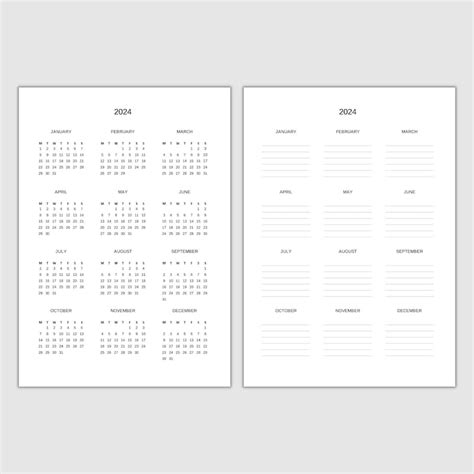 Calendar Template Excel Year At A Glance 2023 2024 2025 Up Etsy