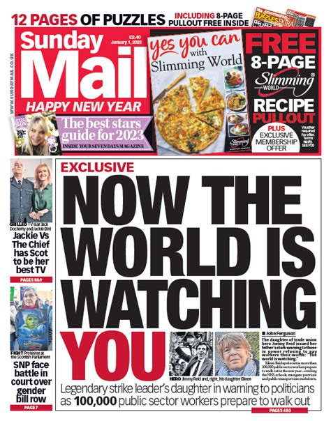 Sunday Mail Front Page 1st Of January 2023 Tomorrows Papers Today