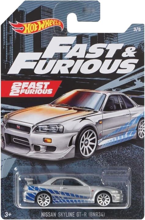 Amazon Com Hot Wheels Fast And Furious Nissan Skyline GT R R Silver Blue Fast