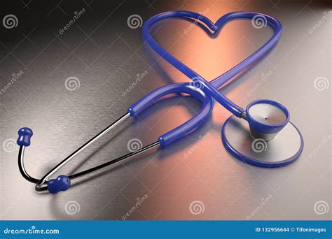Heart Health Concept Represented With A Heart Shaped Stethoscope Stock
