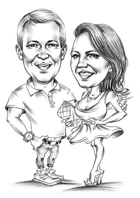 Full Body Pencil Caricature For Two Person Couple Caricature Etsy