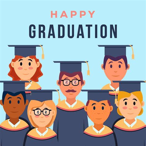 Happy Graduation With Flat Character Illustration 7500766 Vector Art At