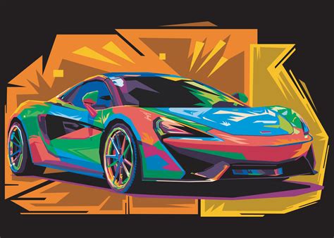 Colorful Sports Car On Cool Isolated Pop Art Style Background 17088678