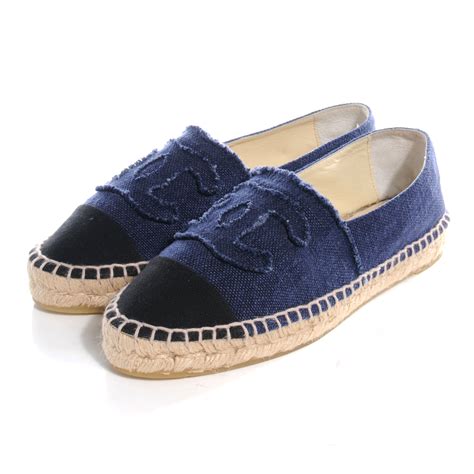 Chanel Denim Espadrilles Blue Black 39 59039 Fashionphile