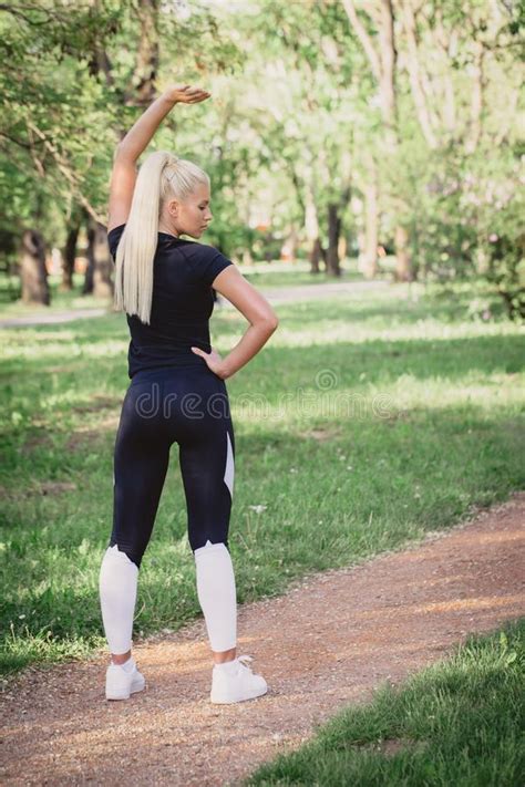 Woman Exercising In The Park Stock Image Image Of Recreation Athlete