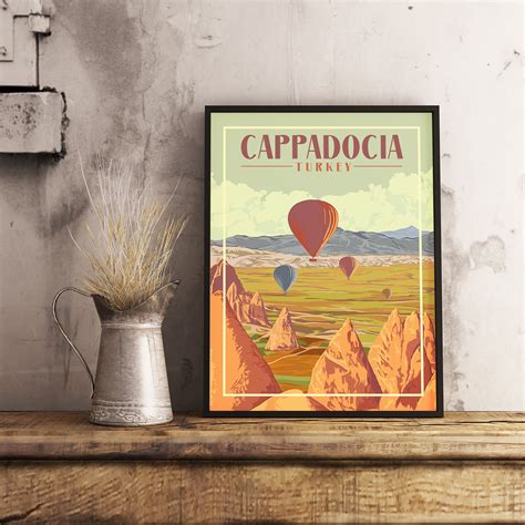 Cappadocia Turkey Vintage Travel Poster Etsy