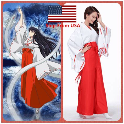 Inuyasha Shrine Maid Kikyo Miko Kimono Costume For Japan Anime Women