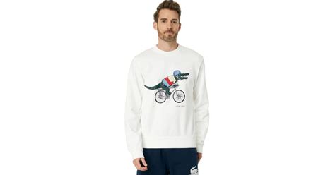 lacoste long sleeve classic fit sex education netflix crew neck sweatshirt in white for men lyst
