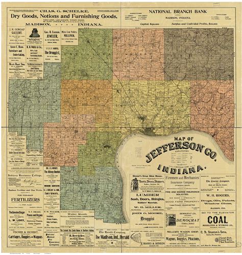 Jefferson County Indiana 1900 Old Map Reprint Old Maps