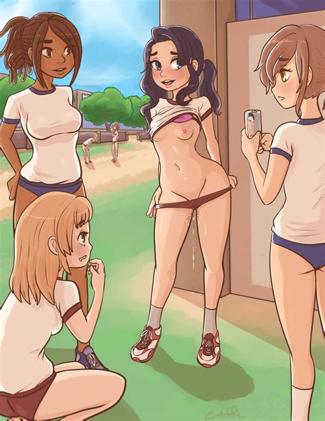 Caffeccino Original Commentary Commission Highres 4girls Areolae