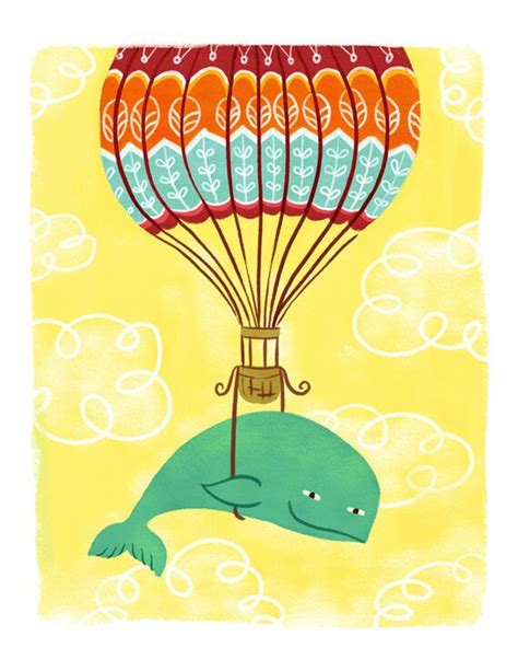 Hot Air Balloon Whale Adventure Printable Art Print By Govango