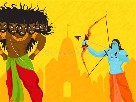 Illustration Of Lord Rama Killing Ravana In Navratri Festival Of India Poster For Happy Dussehra