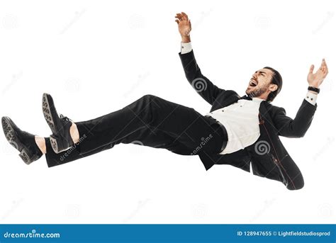 Scared Young Businessman In Suit Falling Stock Image Image Of Work