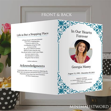 Funeral Program Template Ms Word In Loving Memory Obituary Etsy