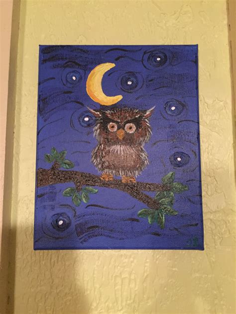 Starry Night Owl Painting Starry Night Owl