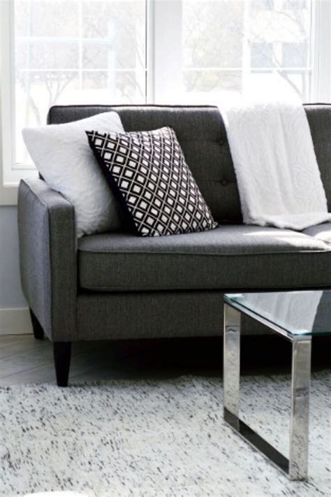 A small succulent is all this coffee table needs. Uncluttered Chic Minimalist Charcoal Gray Living Room Decor Ideas | Chiclypoised | Living room ...