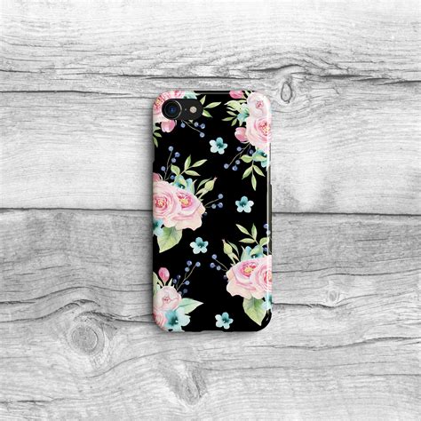 Pink Rose Phone Case Pretty Floral Pattern Girly Iphone 6 7 Etsy