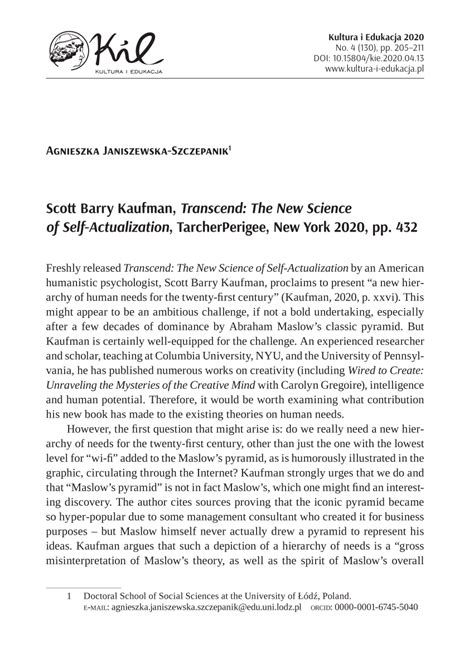 PDF Scott Barry Kaufman Transcend The New Science Of Self