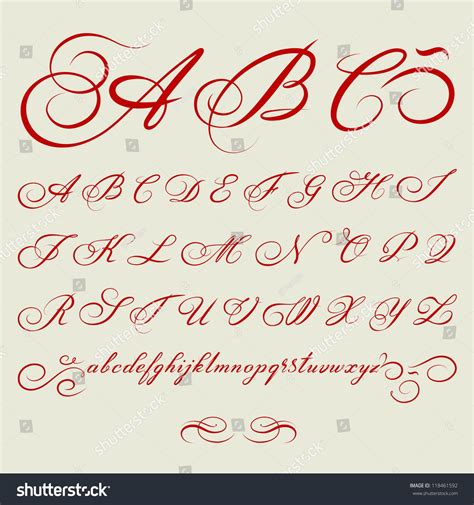 Vector Hand Drawn Calligraphic Alphabet Based On Calligraphy Masters Of