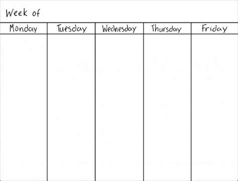 7 Day Blank Calendar Printable