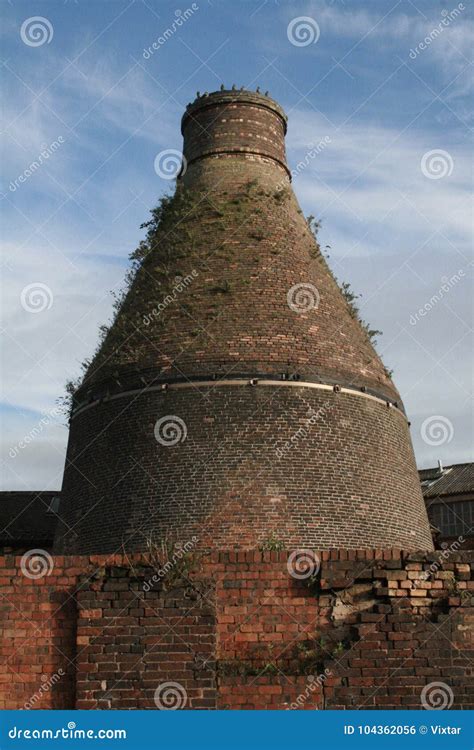 Pottery Chimney Stacks The Round Kilns Stock Photo Image Of