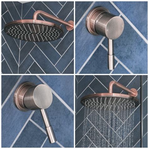 Milano Amara Manual Shower Valve With 300mm Round Head Brushed Copper