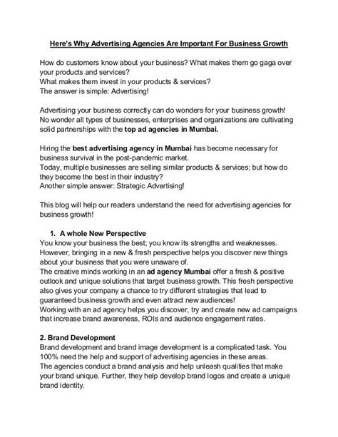 Heres Why Advertising Agencies Are Important For Business Growth Pdf