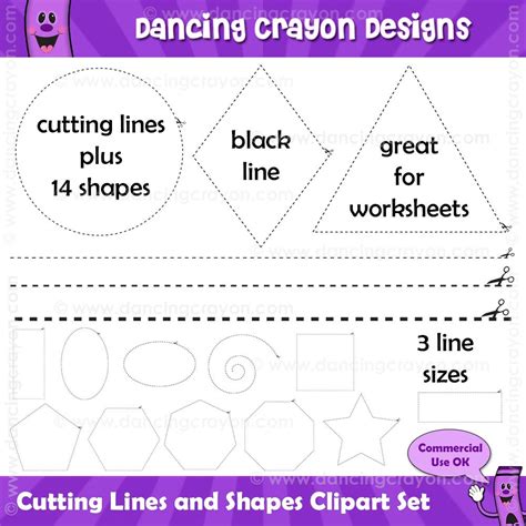 Cutting Lines And Scissor Shapes Clipart Set