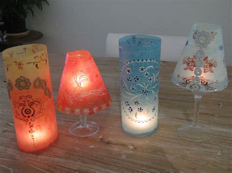 Hand Painteddecorated Tealight Shades Made From Vellum Paper And