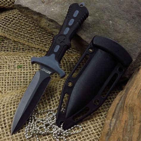 Fixed Blade Dagger Mtech Black Double Edge Tactical Military Boot