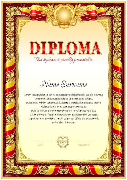 Plantilla En Blanco Del Diploma Vector Premium