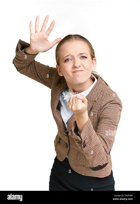 Angry Businesswoman Showing Fist Stock Photo Alamy