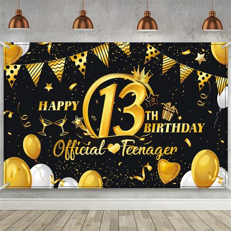 Buy Th Birthday Black Gold Party Decoration Extra Large Fabric Sign Happy Th Birthday Party