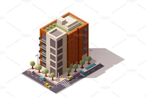 Vector Isometric Building Illustrations Creative Market